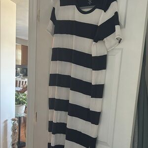 J. Crew Factory Blue & White Striped Midi Dress